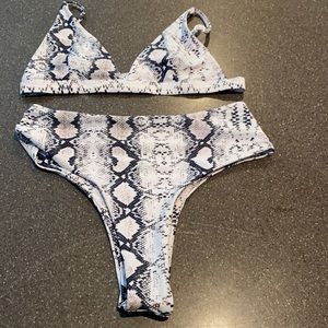 Black and white snakeskin print bikini